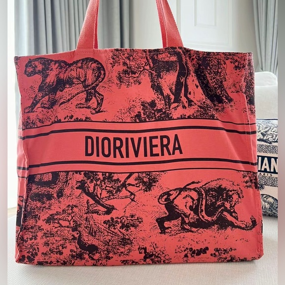 Christian Dior Canvas Dioriviera Tote Pink Grey♥️ - Picture 2 of 12